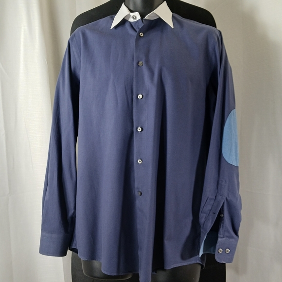 Paul Fredrick Other - PAUL FREDRICK Cashmere & Cotton "Flannel" Button Down Shirt w/ Elbow Patches EUC